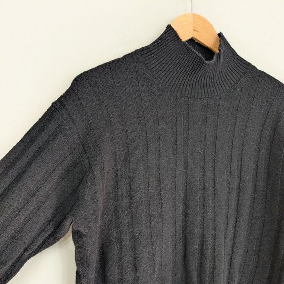 J Crew Mockneck Sweater Womens M Merino Wool Alpaca Rib Minimal Classic Work - Picture 3 of 10